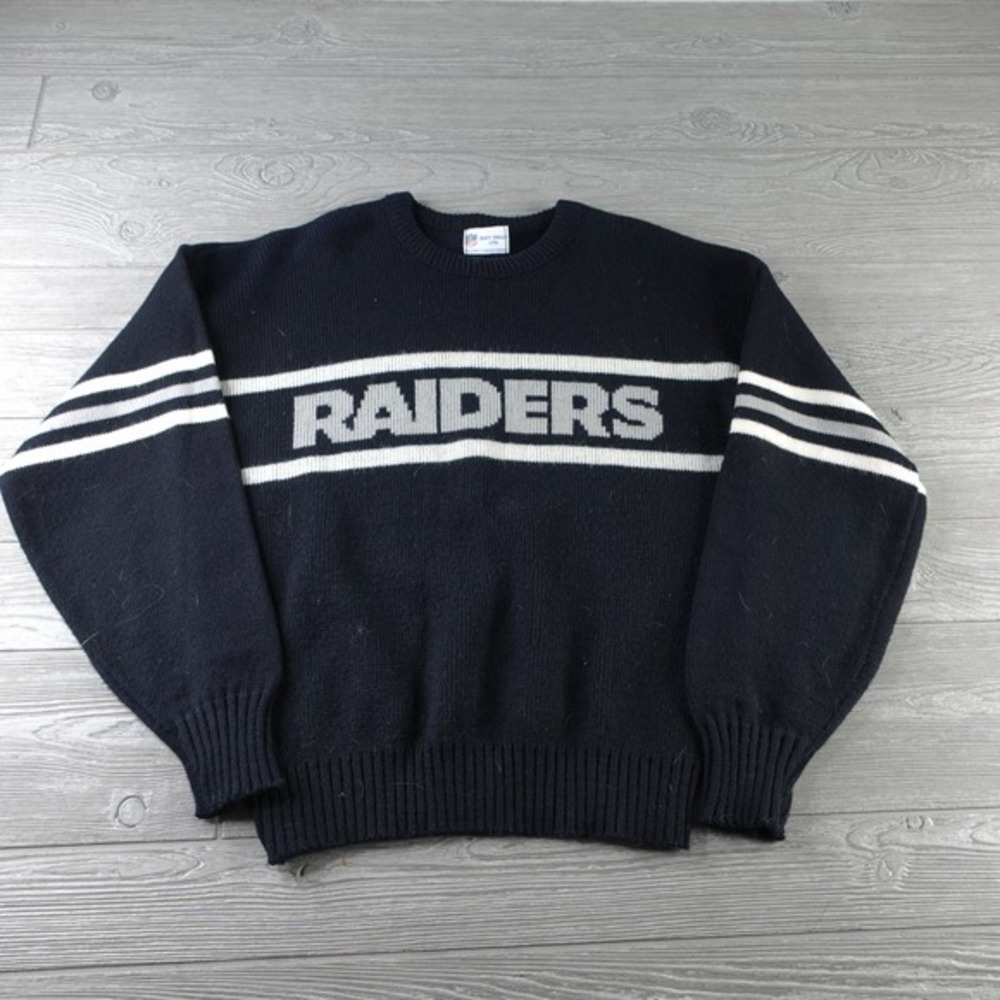 Vintage Cliff Engle NFL‎ Las Vegas Raiders Sweater Mens Medium Wool Football